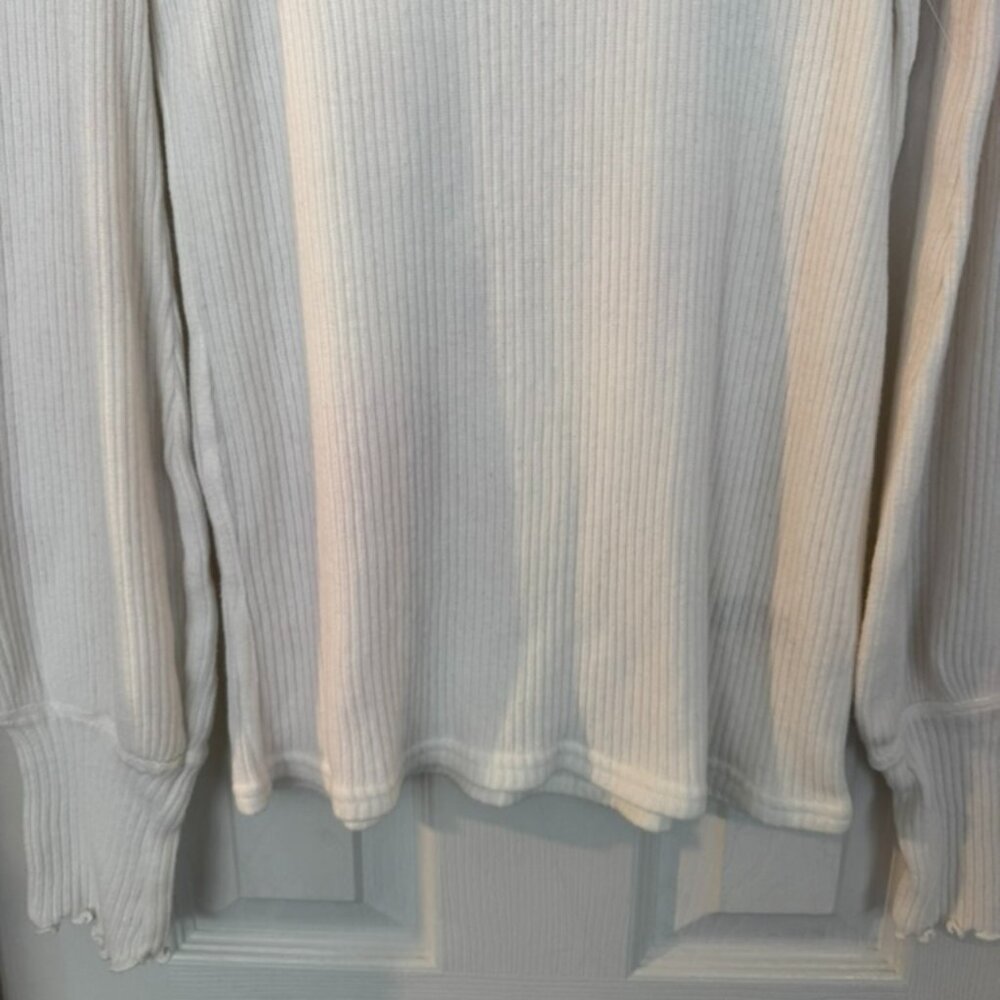 NWOT, Free People Love Struck Turtleneck Ribbed Blouse, White, Size XL - Picture 6 of 16